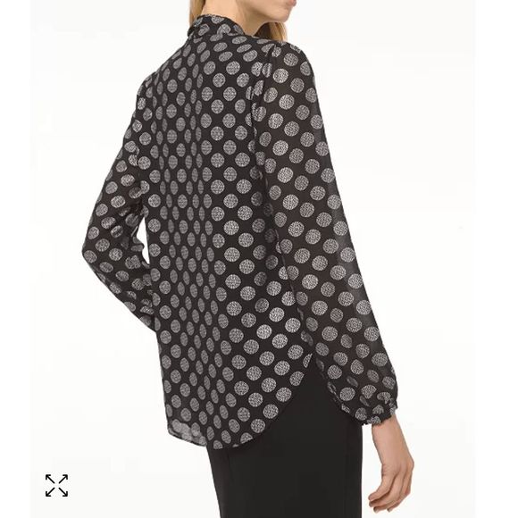 MICHAEL KORS Optic Foil Inverted-Pleat Top, Black Silver Blouse, Sz Small MP $98 - Picture 10 of 12